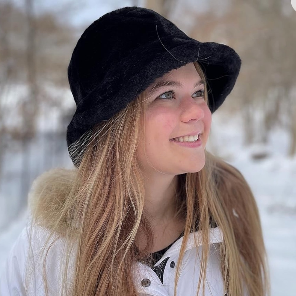 Sherpa Faux Fur Reversible Bucket Hat for Women - Furry Bucket Hat -